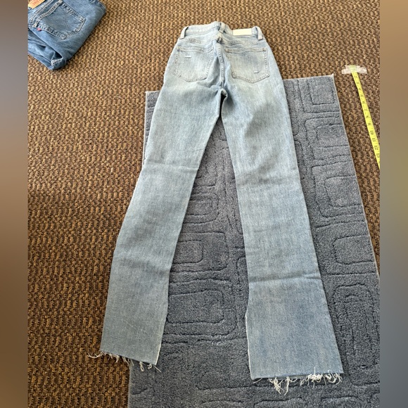 Pistola Light Wash Raw Hem Straight Flare Jeans Distressed Denim Sz 25 - Picture 6 of 16